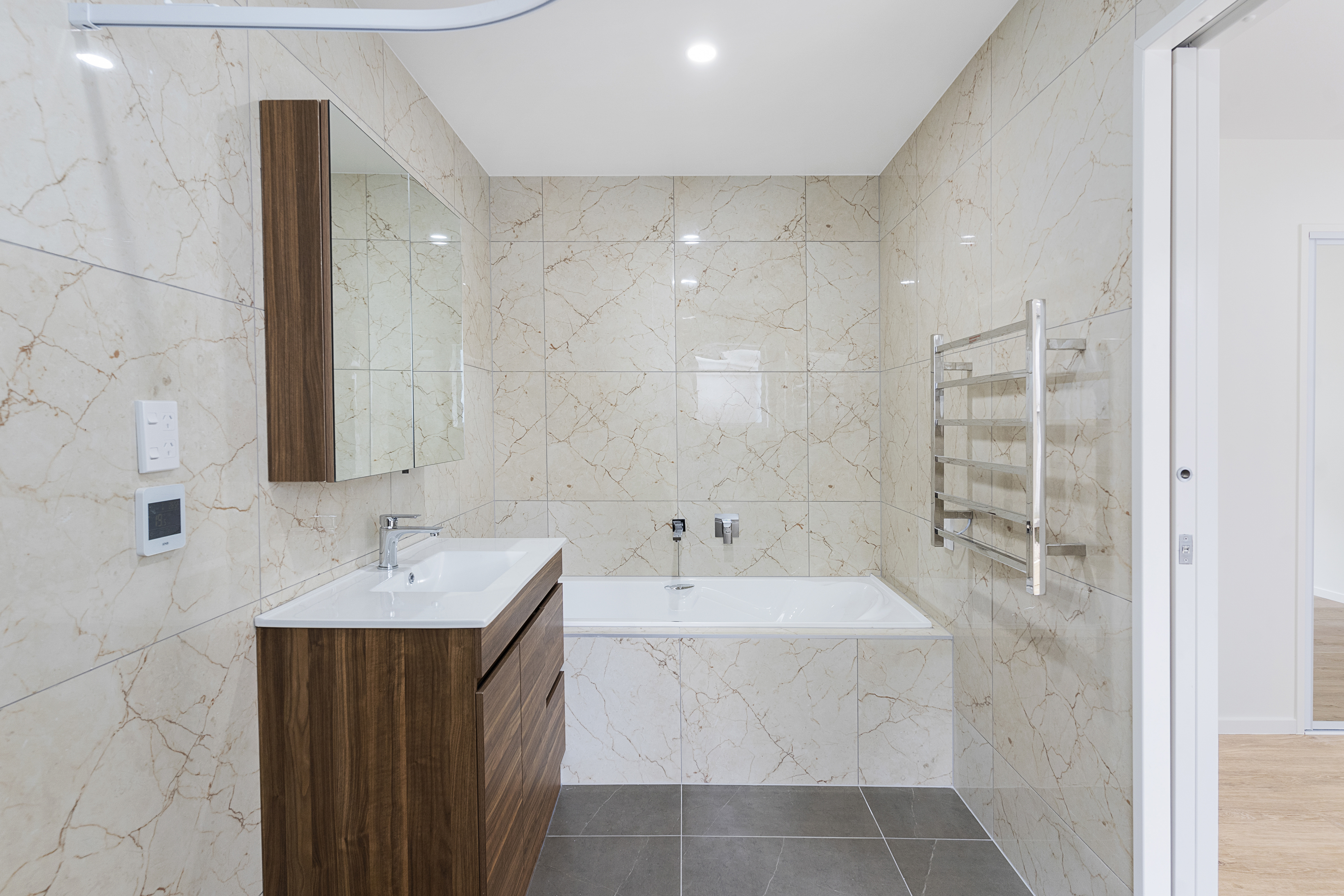 Tiled Bathroom with Dark Oak vanity